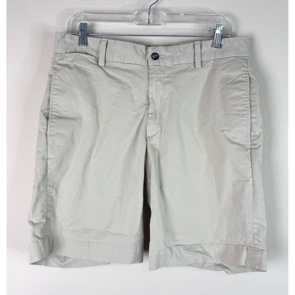 Charleston Khakis Shorts Mens 34 Beige Chino Cotton Flat Front Casual Preppy